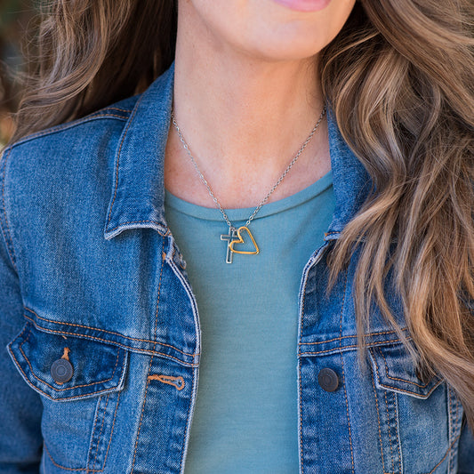 Open Heart Cross Necklace