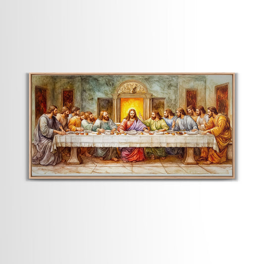 The Last Supper Reimagined - Framed Canvas Print - Christian Wall Art - Christian Decor - Jesus Painting - Jesus Art